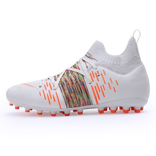 High Ankle Soccer Shoes Outdoor Non_Slip AG/TF Football Boots Kids Boys Ultralight Soccer Cleats Sneakers Large Size 32_47(#whiteorange699 AG)