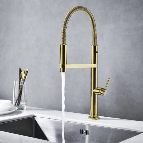 Long Head Single Lever Head Mixer Kitchen Tap Gold