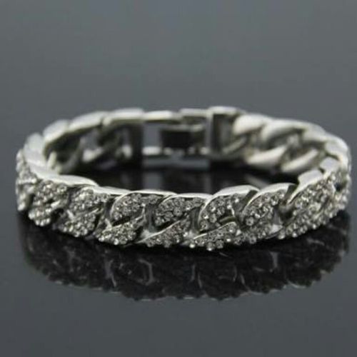 Cuban Iced Out Link Bracelet -Silver