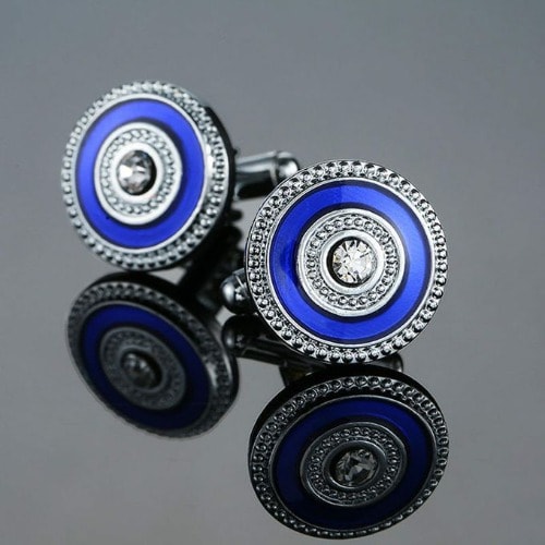 Men Cufflinks - Silver & Blue