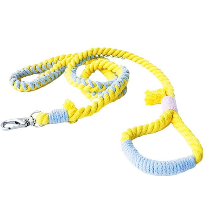 Cotton Dog Leash Soft 5ft Pet Traction Rope Lead For Yellow Green