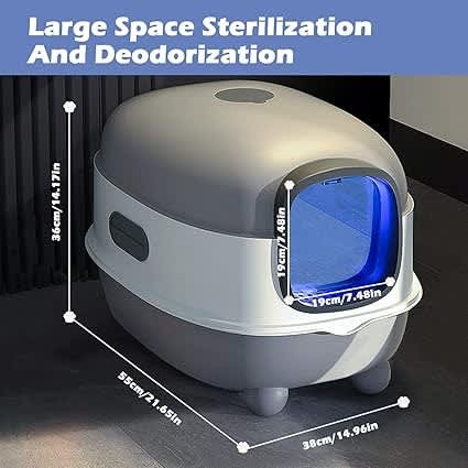 UV Sterilisation And Deodorization Cat Litter Disinfecting Light Box - Grey - 3.7V