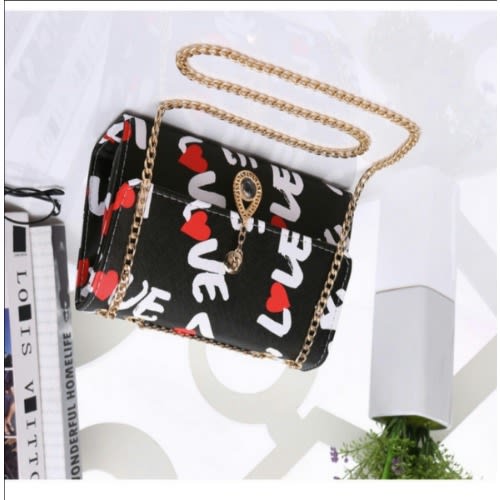 Love Puff Chain Shoulder Bag - Black