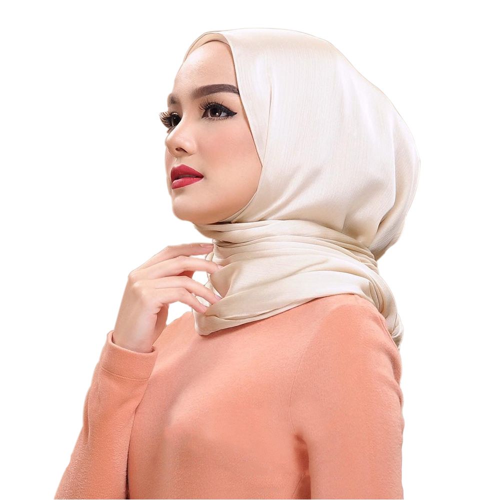 Bandana Scarf Silk Plain Hijab Office Lady Beach Muslim Girl Turban Shawl Ivory