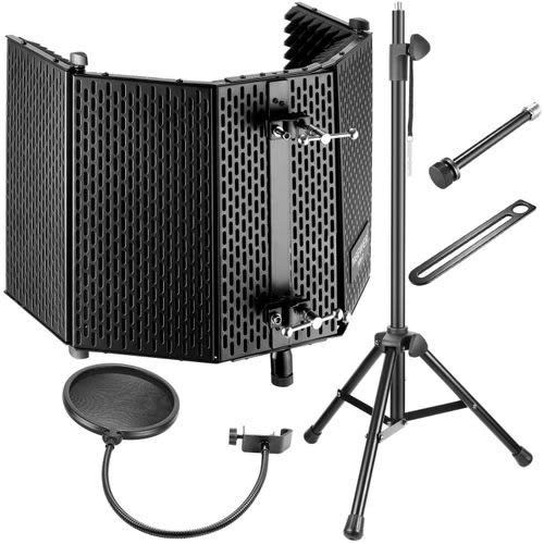 Isolation Shield With Pop Filter & Stand -Black