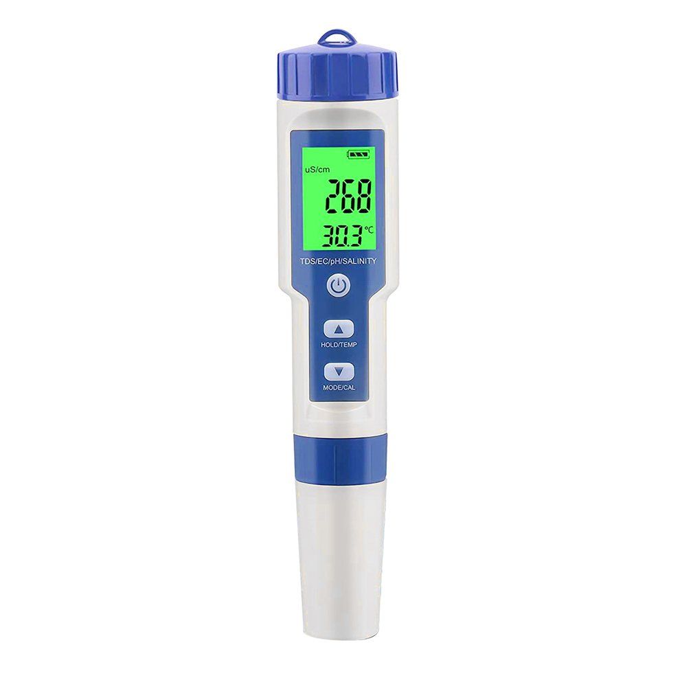 5 In 1 TDS E  PH S Nity Temperature Digital Meter High A  Ura Y Tester Pen-blue + White-183*37*37mm