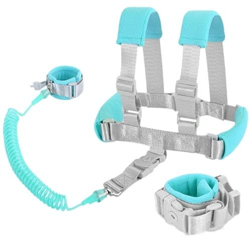 Toddlers Safety Harness Leash & Anti Lost Wrist Link For Toddlers -2 In 1