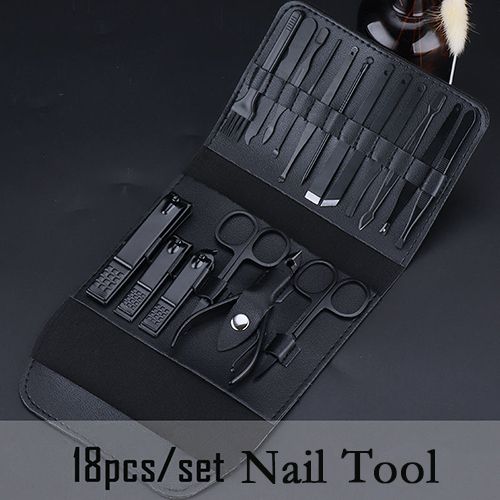 18Pcs Manicure & Pedicure Care Tool Set - Black