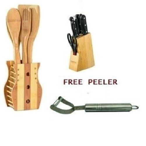 Master Chef Knife Set - + Wooden Kitchen Utensils Set And Potato Peeler