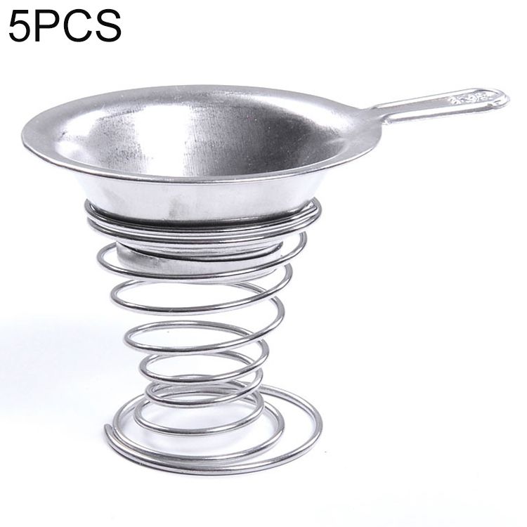 5 PCS 2 In 1 Stainless Steel Tea Drain + Spring Tea Set