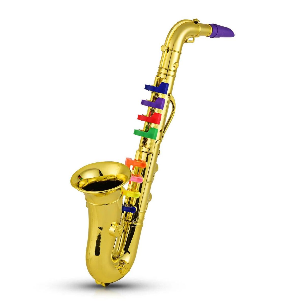 Saxophone Kids ABS Metallic Gold Saxophone with 8 Colored Keys Sax