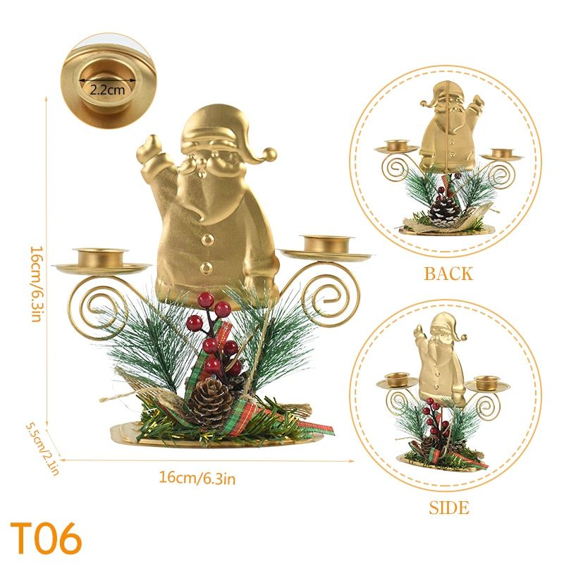 Christmas  Candlestick Santa Claus Elk Xmas Tree Candle