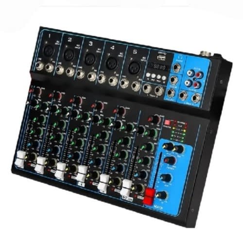 7 Channel Audio Mixer With Bluetooth + Usb & Phantom Power Light