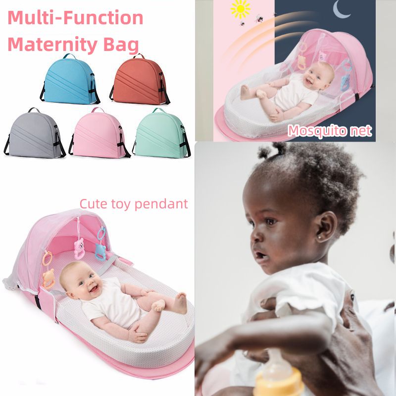 Maternity Bag Mosquito Net Safe Baby Mommy Bag -Blue