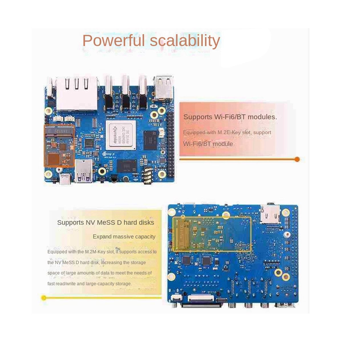For Orange Pi 5 Plus 16G RK3588 2.5G Supports 8K Video 2.5G Supports WiFi6 BT Module Set US Plug