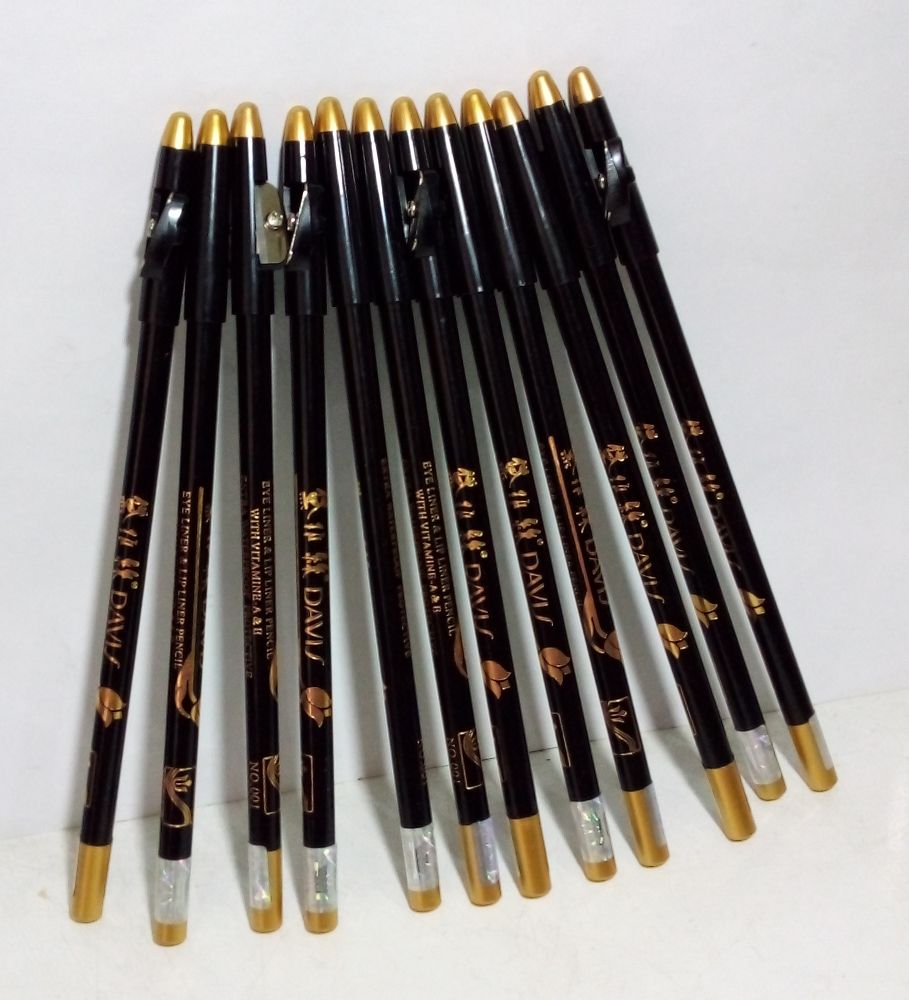 12 PCS 001 EYEBROW AND EYELINER PENCILS BLACK