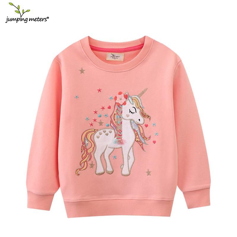 Girls Sweatshirt Cartoon Embroidery Long Sleeve Sweatshirt Pink