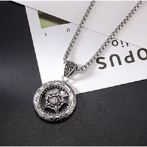 Wheel Pendant Necklace - Silver