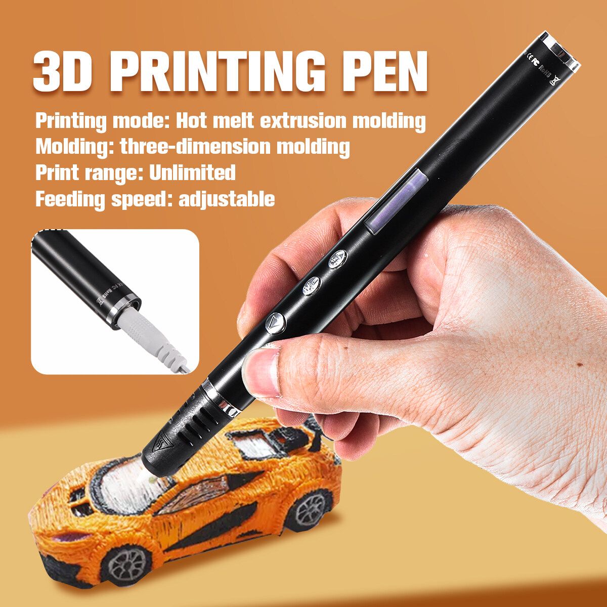 Portable 3D Printing Pen 6 Speed Adjustable Crafting Doodle Drawing Arts Modeling DIY Crafting Drawing Art Crafts Printer For Kids Adults Doodler Artists