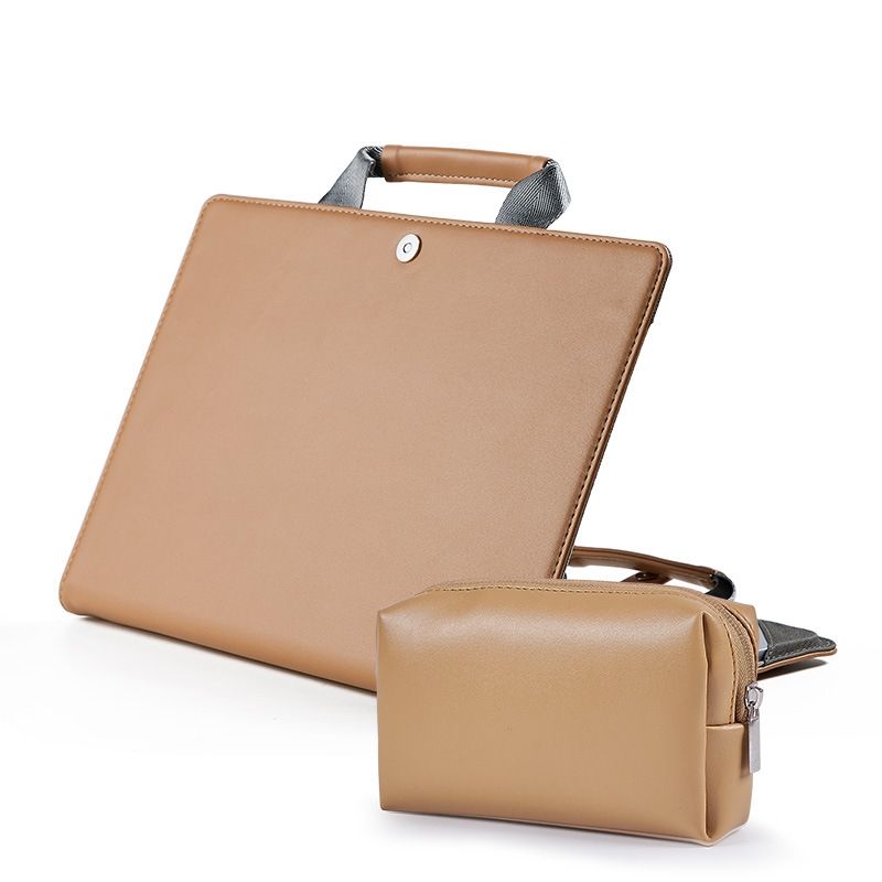 Book Style Laptop Protective Case Handbag For Book 14 Inch(Camel + Power Bag)