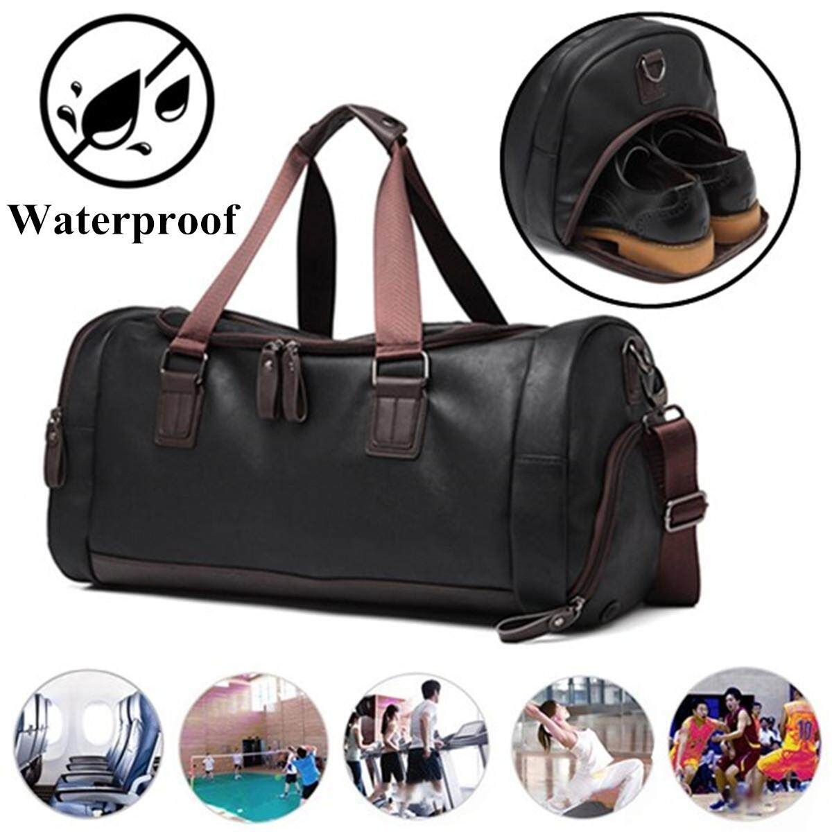Large Capacity PU Leather Travel Shoulder Handbag Duffle Gym Sport Yoga Bags