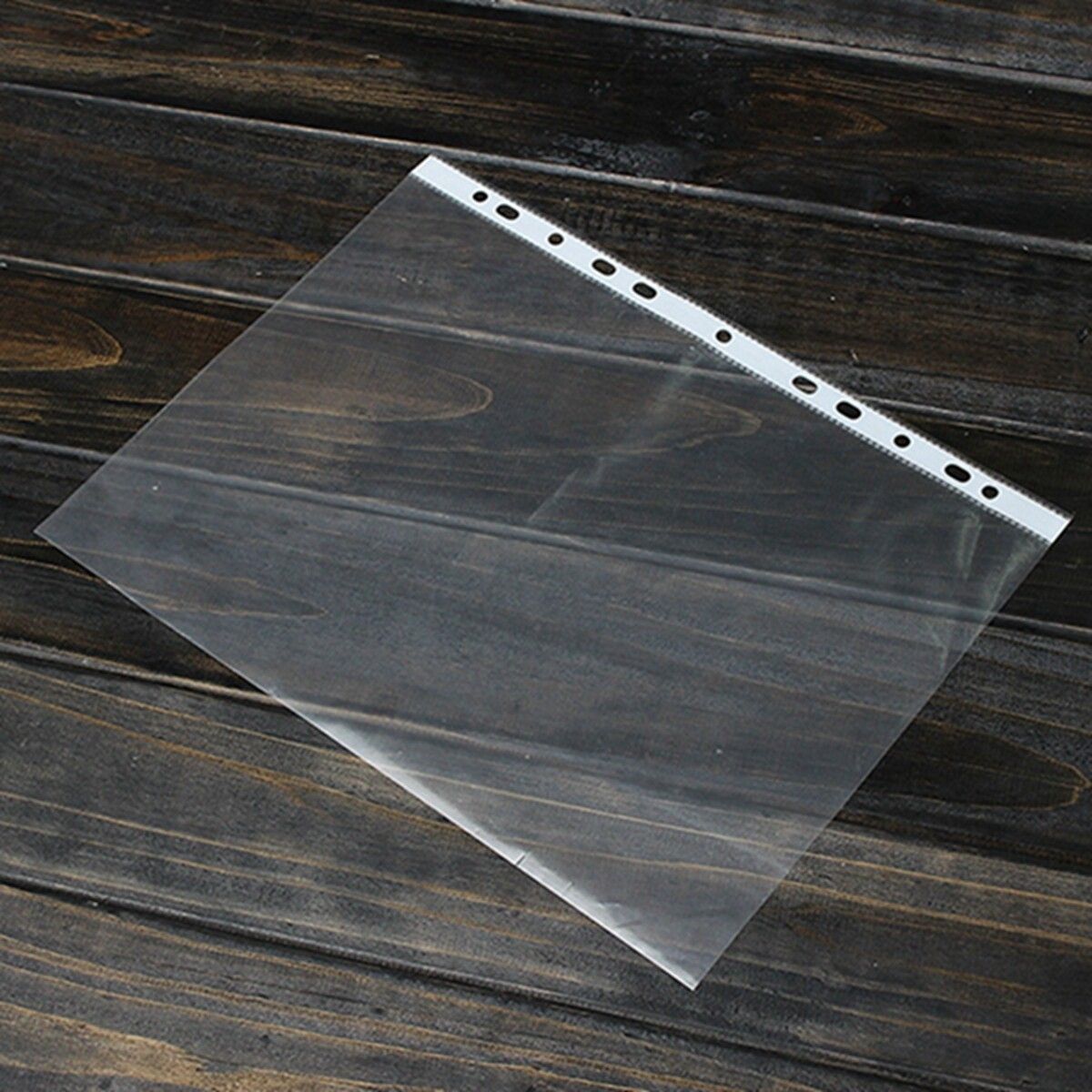 100PCS A4 Clear Plastic Punched Punch Pockets Folders Filing Wallets Sleeves Bag 0.04mm Thickness 4C(0.04mm)