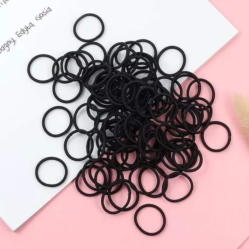 BABY GIRL THICK HAIR RUBBER BAND - 100 PSC - Black Colour
