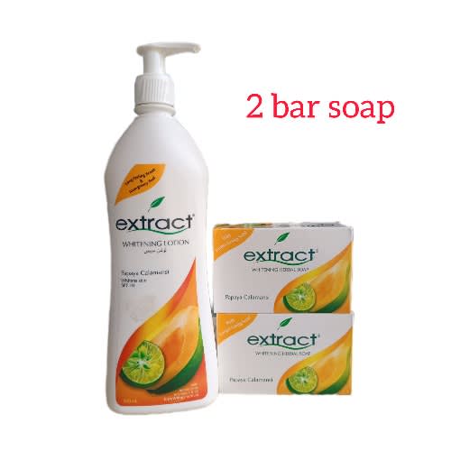 Extract Papaya Calamansi Whitening Lotion 350ml And Extract Whitening Herbal Soap - 2pcs