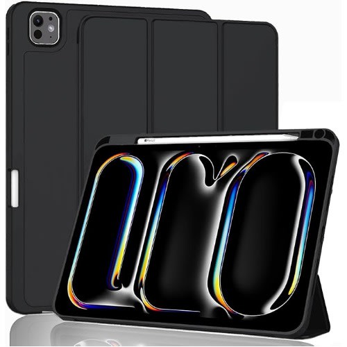 Leather Smart Flip Case Cover With Pen Holder Compatible With iPad Pro - 11'' - M4 - 2024
