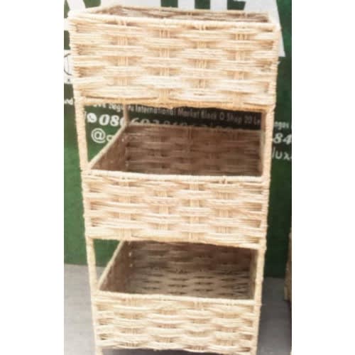 Lovely 3 Layers Rafia Shelf -33*11*16