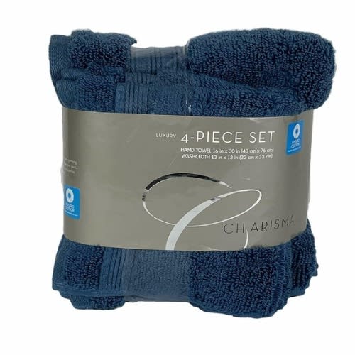 Charisma 100% Hygro Cotton 4-piece Hand And Washcloth Towel Set - Sandoval Blue