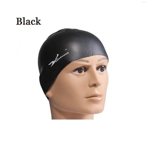 Unisex Adult Kids Children Swimming Cap Silicone Swim Hat Waterproof Shower Black