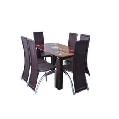 Johnneystar Dining Set with 6 Dining Chairs - Brown