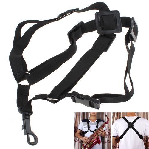 Black Adjustable Universal Sax Harness Shoulder Strap For Alto / Tenor / Soprano Saxophone