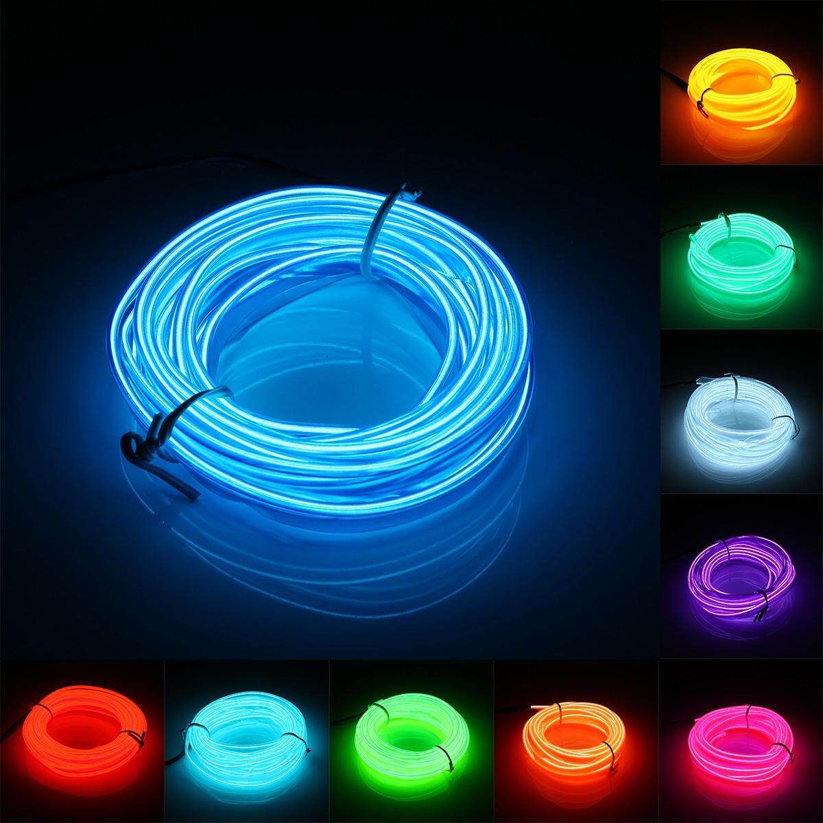2Pcs 3M Led Flexible EL Wire Neon Glow Light Rope Strip 12V For Christmas Holiday Party
