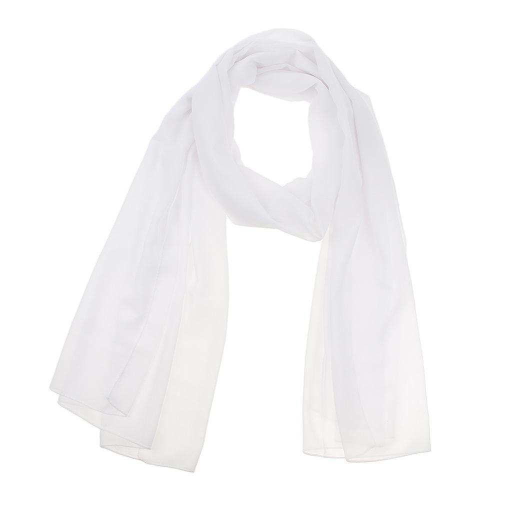 Women Solid Bubble Chiffon Scarf Muslim Hijabs Head Scarf Shawls White