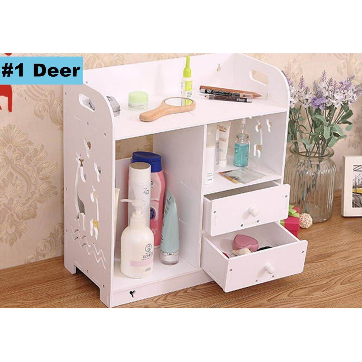 Table Drawer Storage Rack Makeup Shelf Organizer Stand Bookcase Container Holder Deer Up And Down