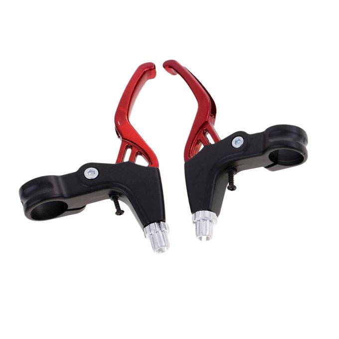 1 Pair Universal BMX Bike Bicycle 2 Finger Alluminum V Brake Lever Red
