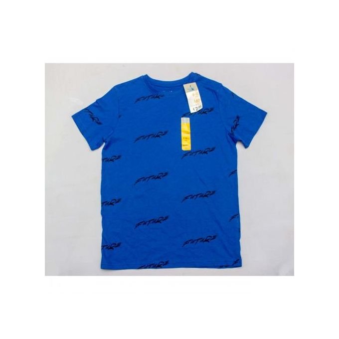 Primark Boys Blue Print Cotton T-Shirt