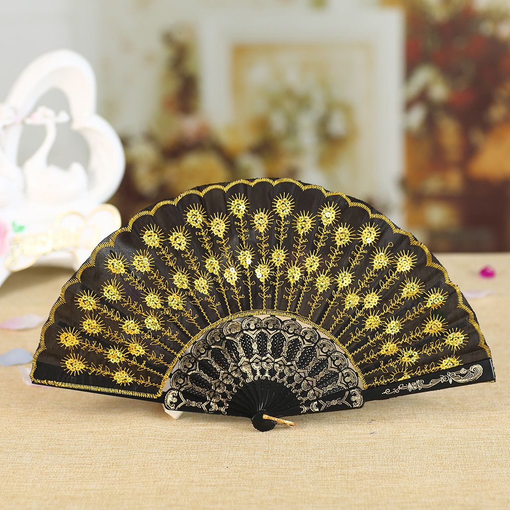 Hand Style Held Fan Silk Lace Party Best Dance G704 Chinese Flower Wedding Folding