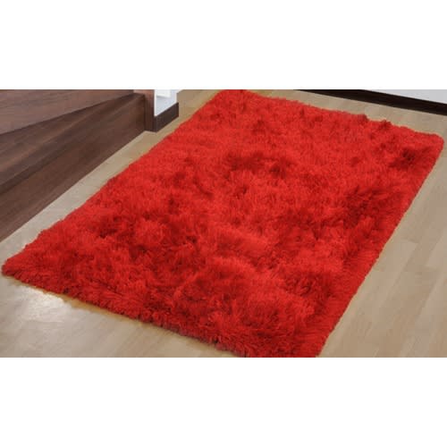 Soft Faux Fur Red Area Rug - 5ft By 7ft