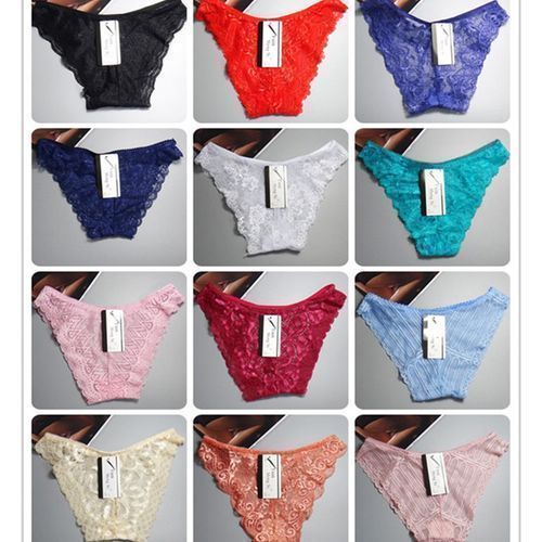 All Ladies Lace Panties Briefs - 12 Pcs