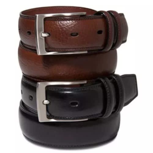 2pcs Men's Leather Belt - Black & Brown