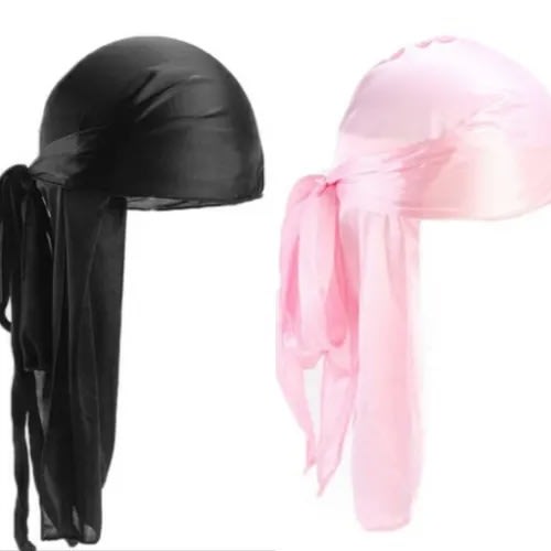 2 In 1 Silky Durag - Black & Pink