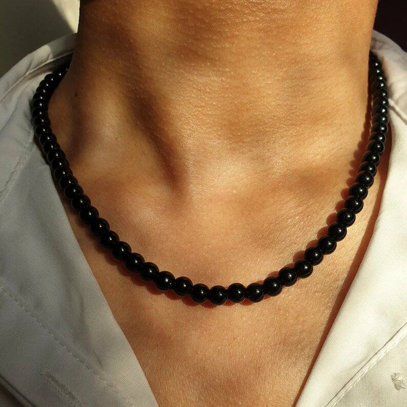 Men's 6mm Black Pearl Necklace