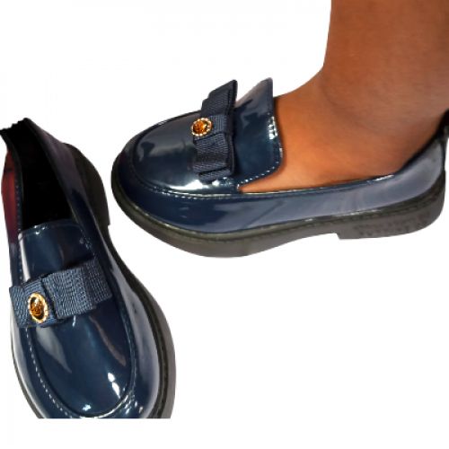 Boys Corporate Glossy Shoes-Navy/Blue
