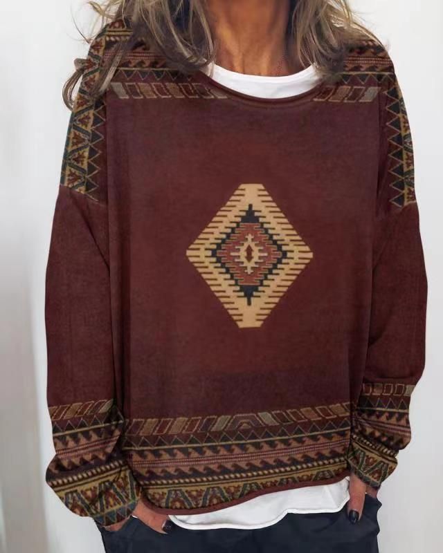 2021 European and American urban casual pullover cotton round neck checkered sweater Crimson XL