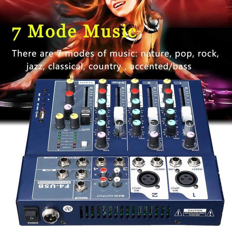 4 Channels 48V USB Audio Mixer Stage Wedding Live Show Mixing Console