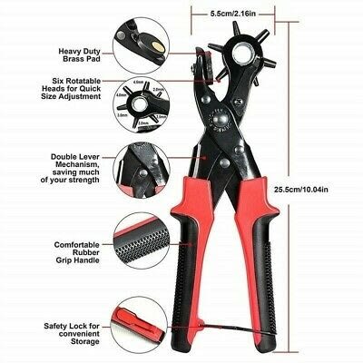 Professional Red Punch Plier With Accessories For Belts Shoes And Bags