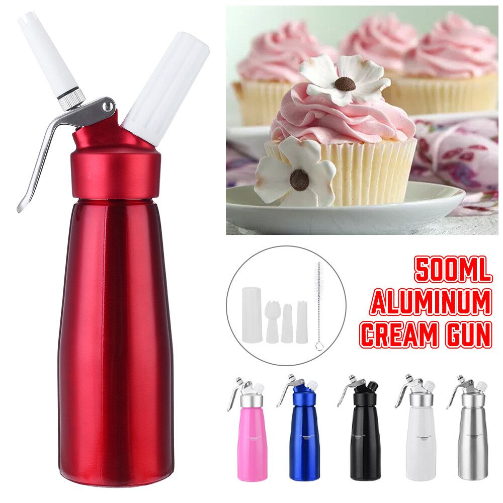 500ml Aluminum ToolFresh Foamer Cake Making Decorating Tool 6 Colors Free 3 X Nozzles+ Cleaning Brush+ Stube Pink